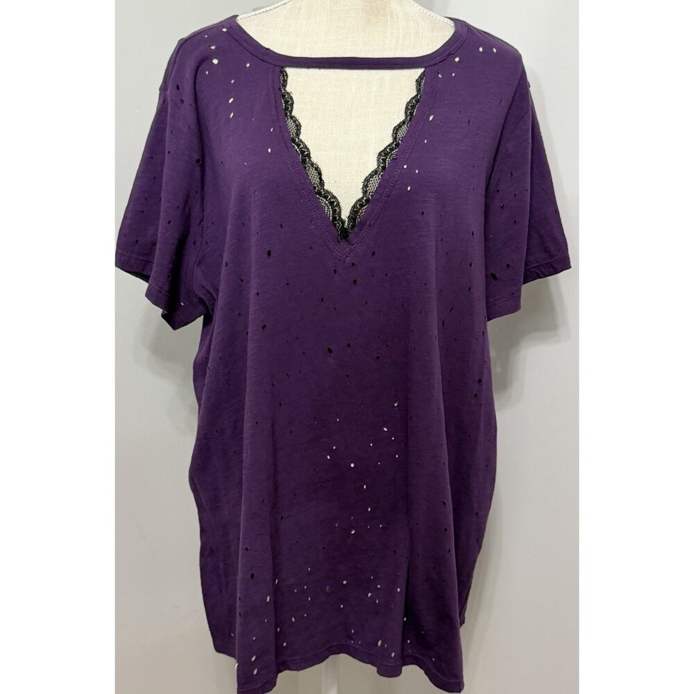 TORRID Deconstructed Holey Choker Neck Lace Tee Top 3 3X Whimsigoth Sexy NWT